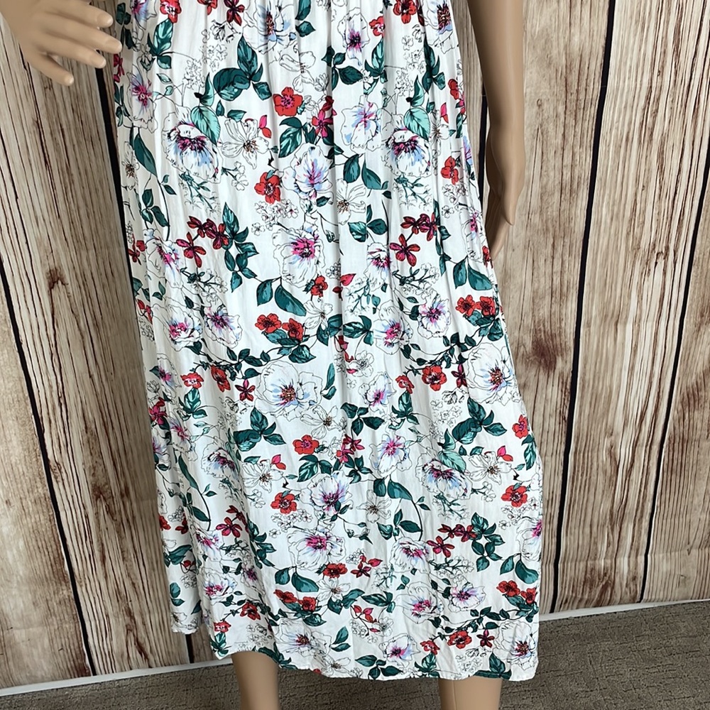 Favlux Fashion White Stretchy Floral Maxi Dress with White Lining Med - Picture 3 of 12